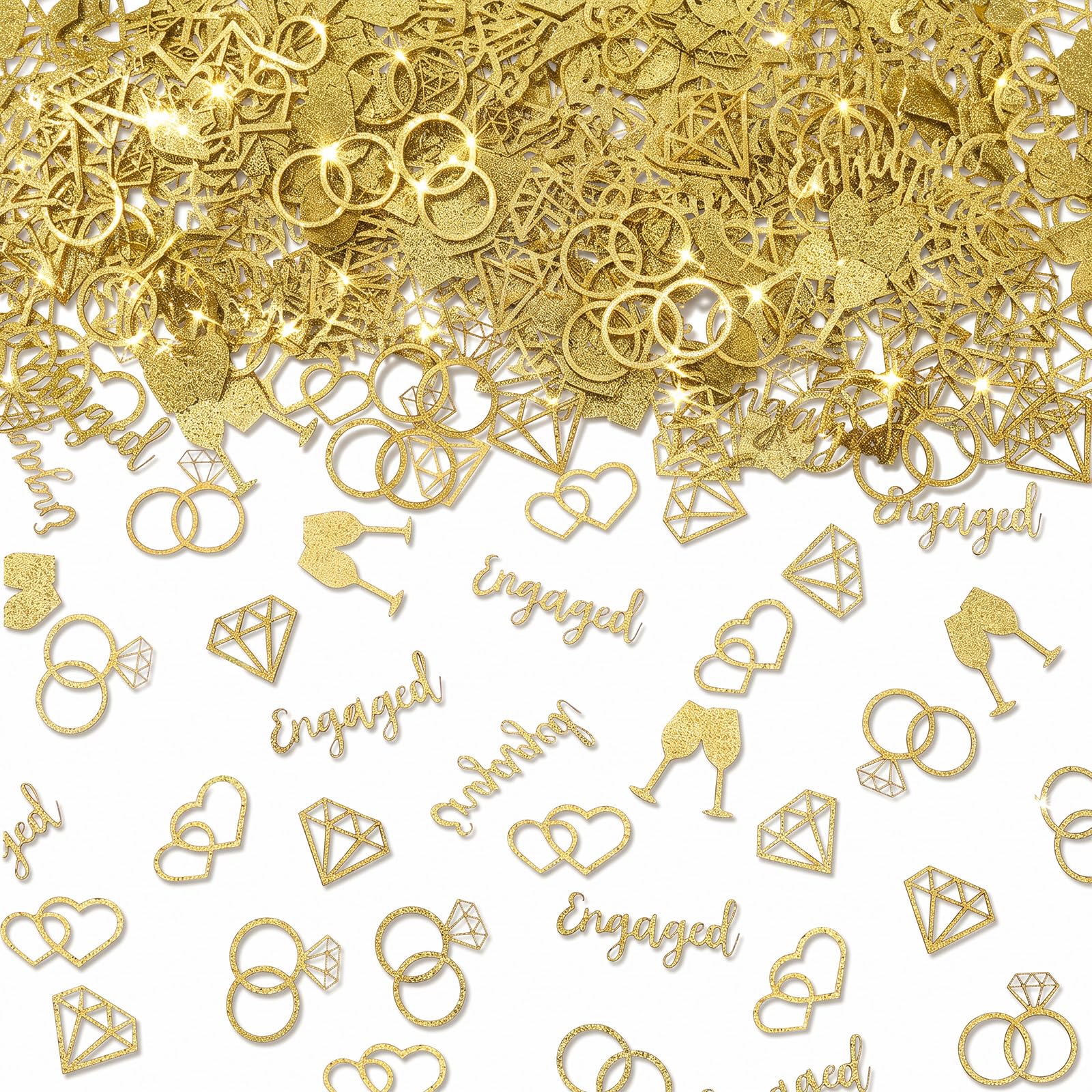 200Pcs Just Engaged Decorations Confetti, Champagne Gold Wedding Confetti