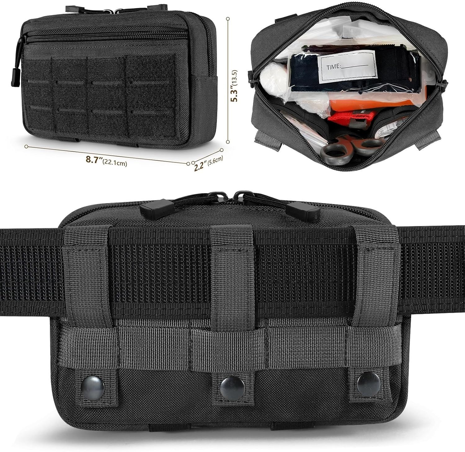 IFAK Trauma Kit with Tourniquet, 4-Inch Israeli Bandage, Elastic Bandages, Set of 34 Pieces Tactical First Aid Kit for Car, Camping, Hiking and Travel (Black)