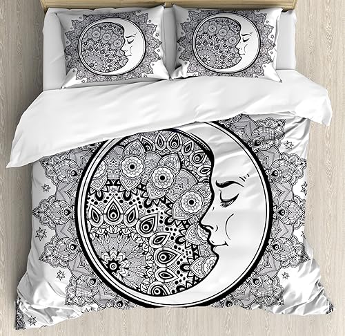 Miniatura 54 de Ambesonne Juego de funda de edredón de pesca, lubina de boca grande atrapando un bocado en espray de agua, imagen salvaje, juego de cama decorativo