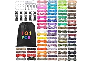 101 Pieces Assorted Colored Paracord Crafting Kit