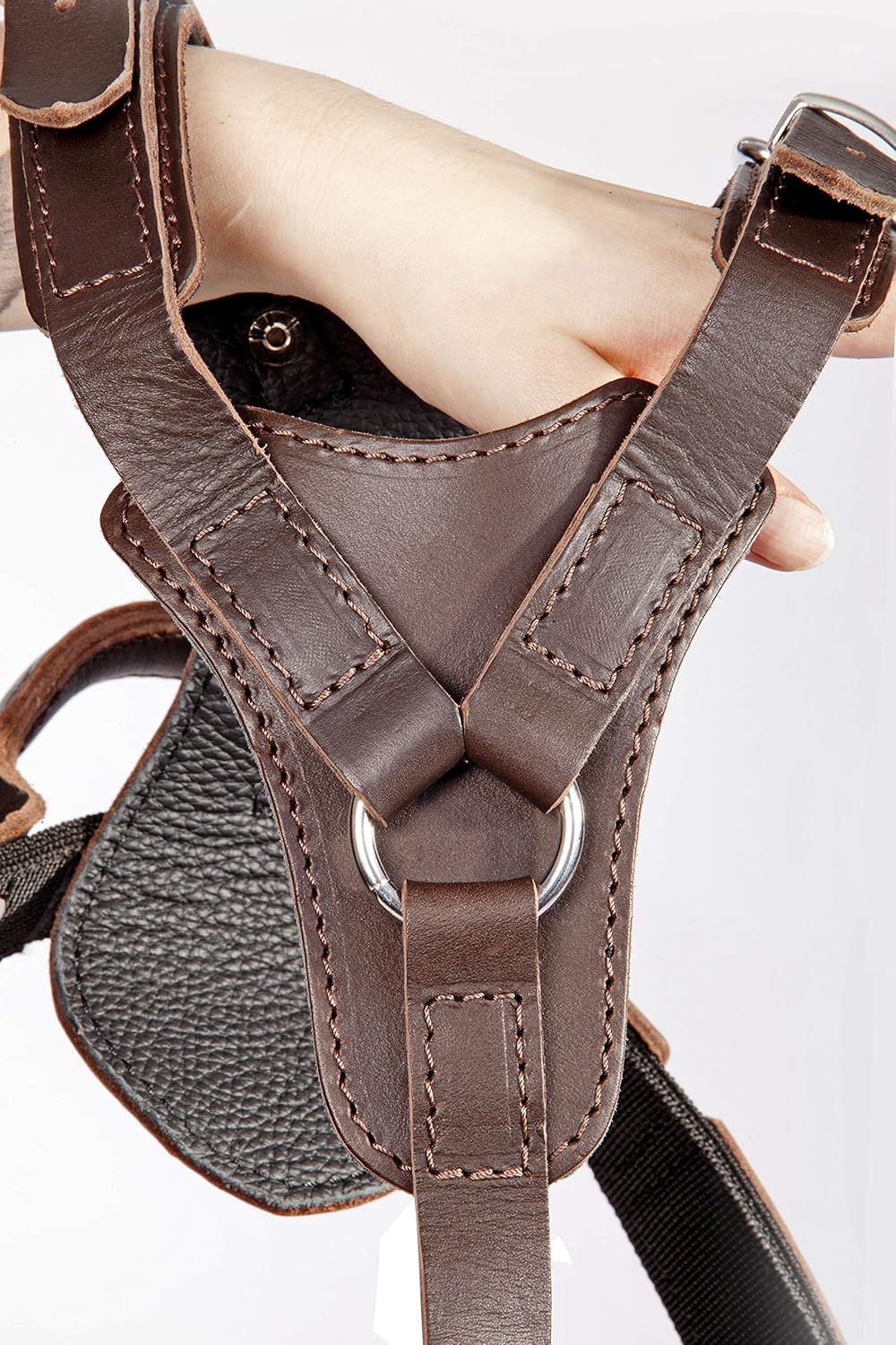 Epic Dog Harness, Classical Leather with Powerful Safety System, Adjustable, Amortized, Lined, Recommended by Professionals