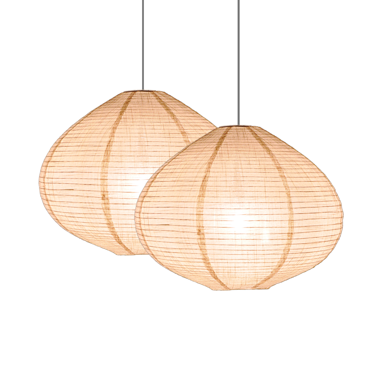 METHEDEECO Oval Hanging Lamp Shade, 16 Inch, White with Beige