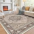 OPPODREAM Soft Neutral Area Rugs 3x5, Washable Rugs with Non Slip Backing, Low-Pile Throw 3x5 Carpet, Faux Cashmere 3 x 5 Carpet, Cream White & Blue & Light Brown