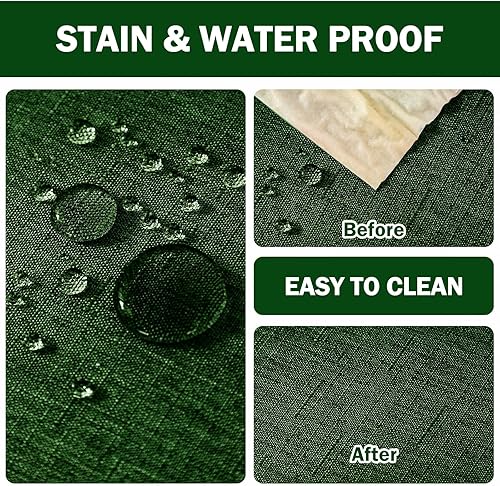 Miniatura 5 de IVAPUPU Mantel navideño rectangular de 60 x 84 pulgadas, mantel lavable para decoración de fiestas, picnic, cena, color verde