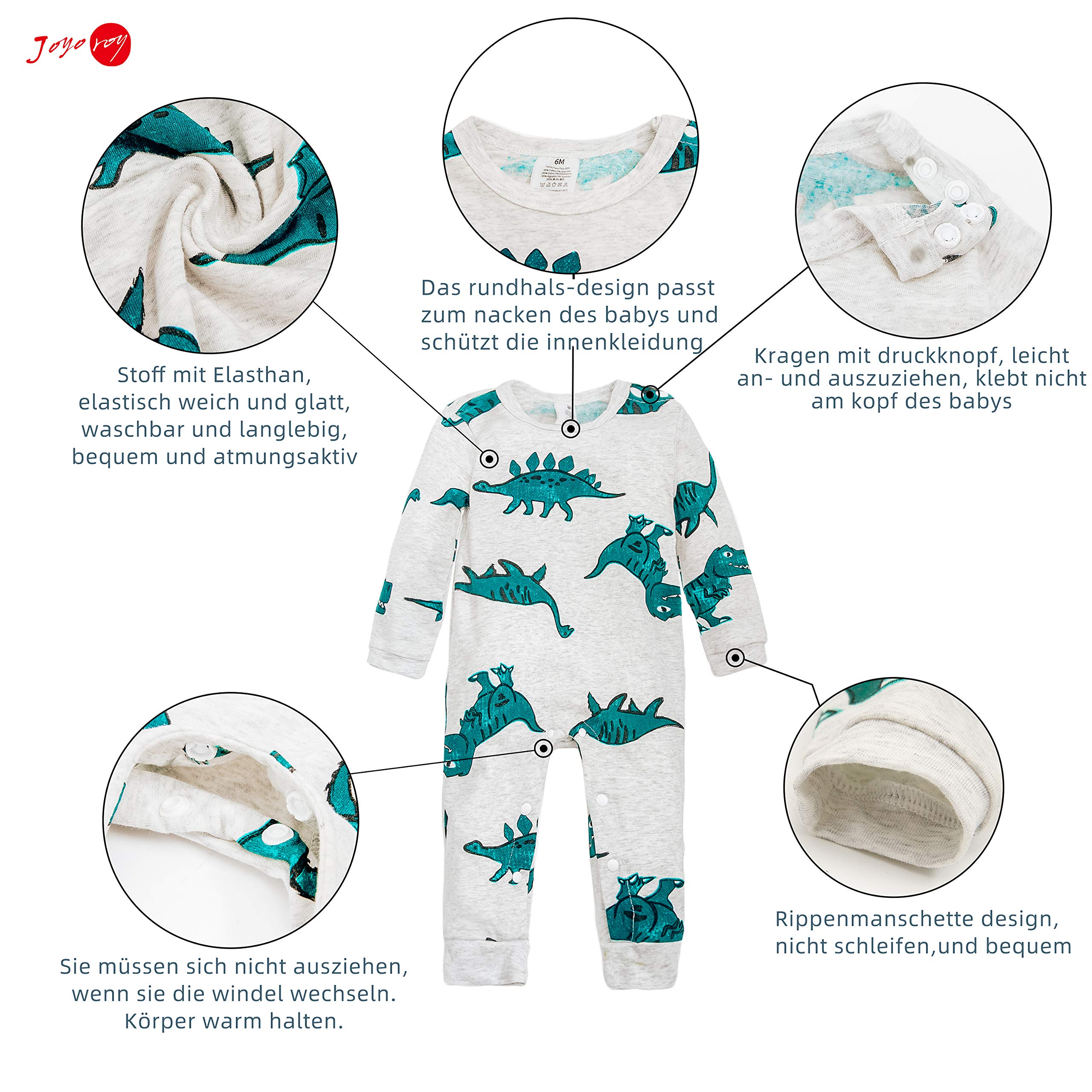Joyo roy tutina neonato bambina bambini tuta intera abbigliamento quotidiano cotone 6-24 mesi 3 pezzi