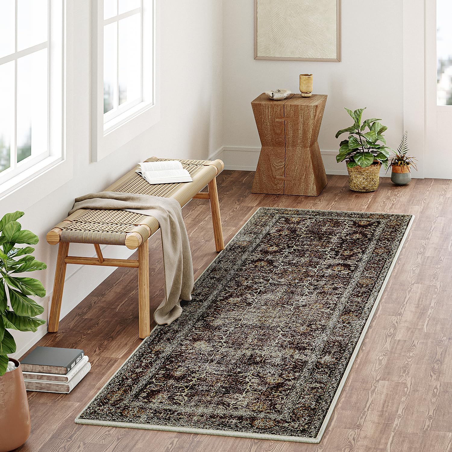 PureCozy Rust Red Runner Rug 2x5 Vintage Area Rug Hallway