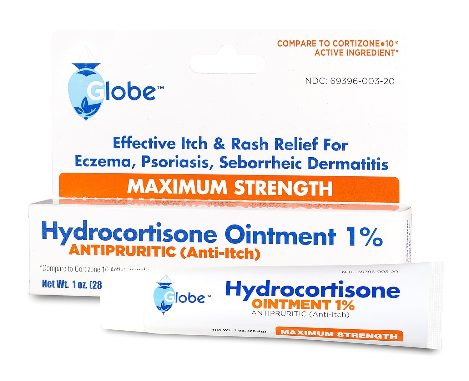 Globe Hydrocortisone Maximum Strength Transparent Ointment 1 1 oz Anti-Itch Topical Ointment for Redness Swelling Itching Rash Dermatitis