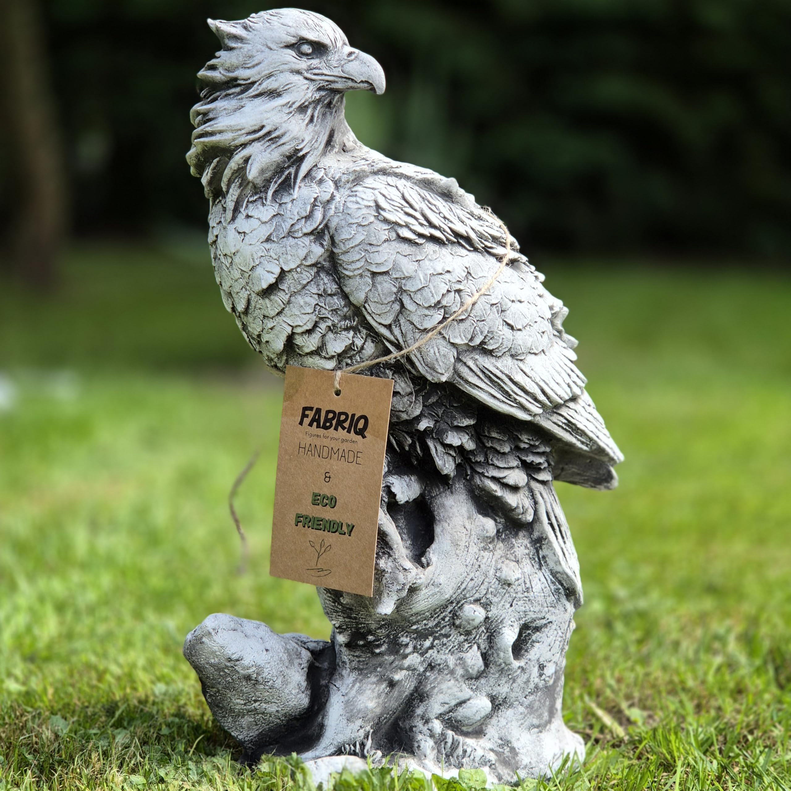 Abriq Aquila sulle rocce, decorazione da giardino realistica in pietra grezza resistente alle intemperie, antigelo per esterni, statua di aquila sulla roccia, aquila reale, altezza: 34 cm, 6 kg