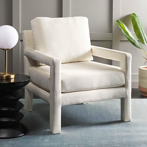 Miniatura 11 de SAFAVIEH Home Collection Kye Mid-Century - Silla decorativa de terciopelo verde oliva (totalmente montada) Verde