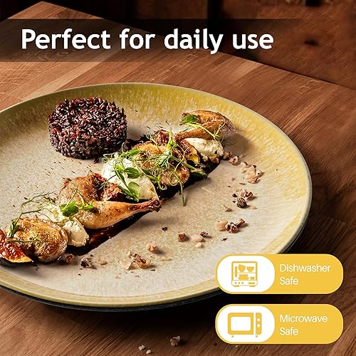 Miniatura 2 de MIAMIO Juego de 6 platos llanos de 8.3 in, platos de cerámica, platos de cocina, juegos de platos, aptos para microondas y lavavajillas - Colección