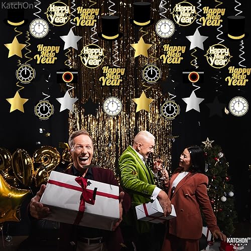 Miniatura 7 de KatchOn, Remolinos colgantes de Feliz Año Nuevo 2026 – Paquete de 18, NO DIY | Suministros para fiesta de Año Nuevo 2026 | Decoraciones de Año Nuevo