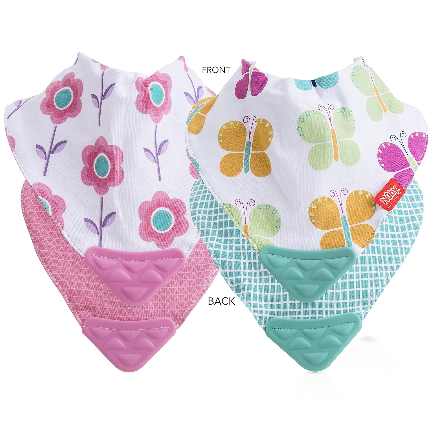 Nuby 2 pk Teething Bib - Dribble Catcher with Teething Corner (Colors/Theme may vary)