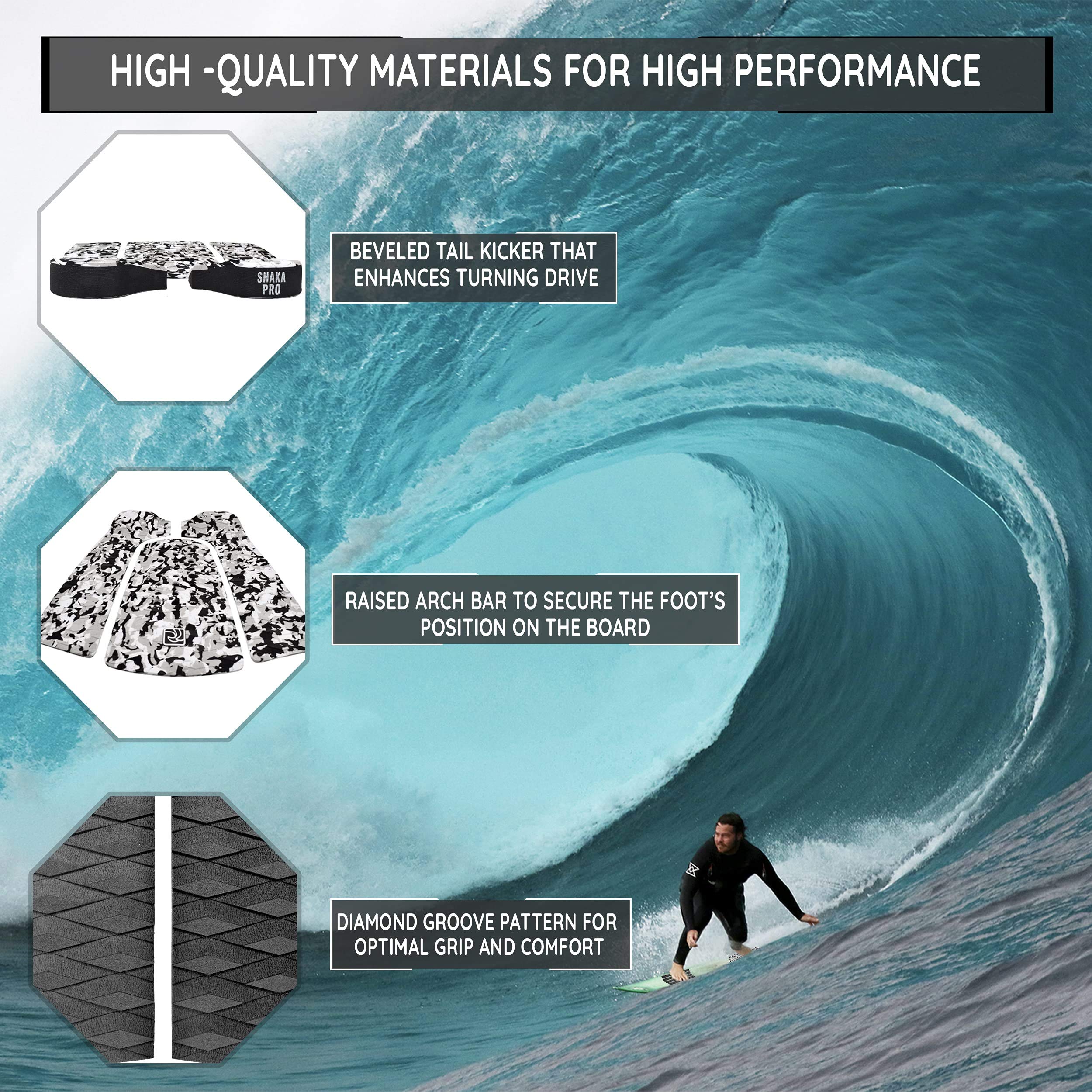 Shaka Pro EVA Surfboard Traction Pads (Front and Back) 7 Adjustable