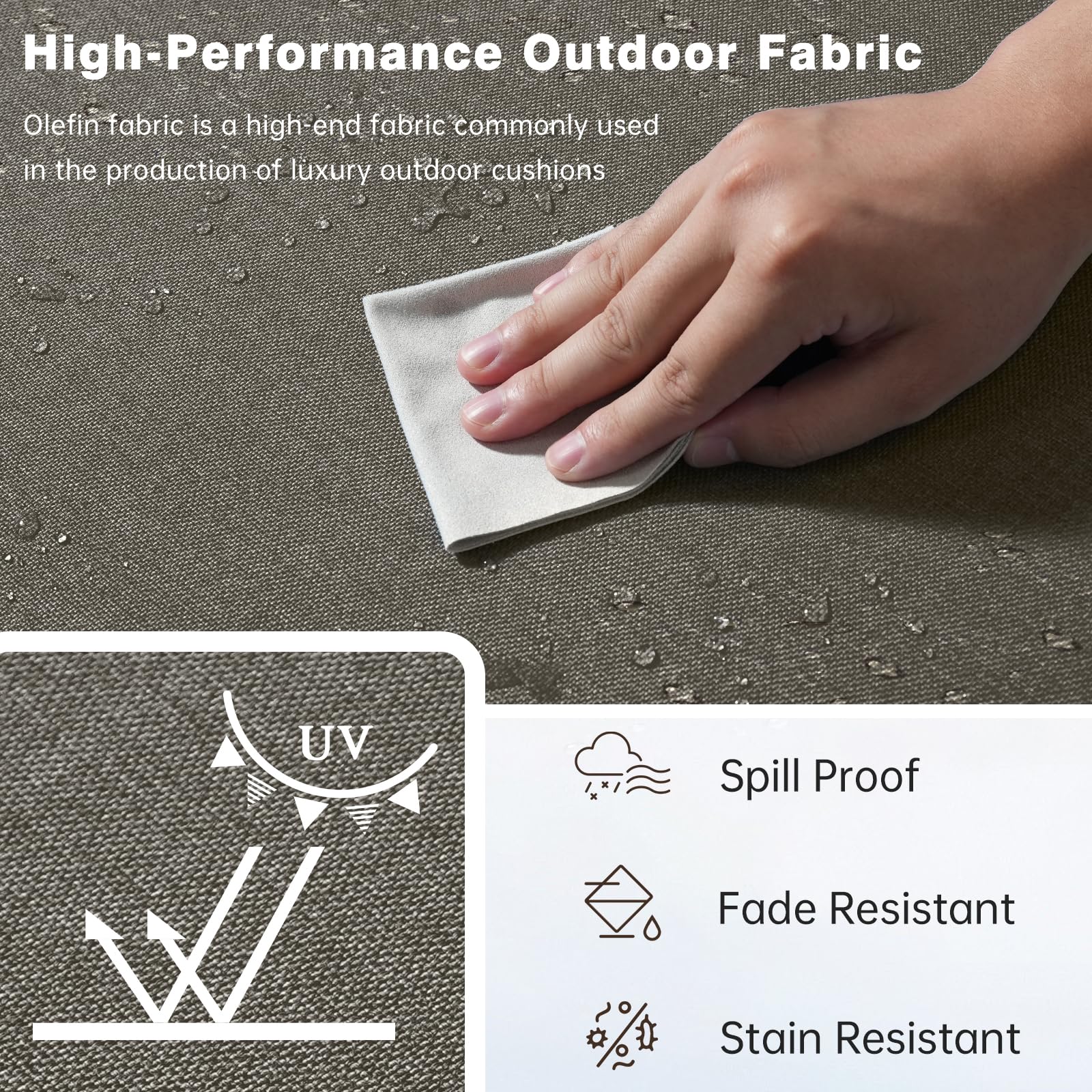 Belord Belord Luxury 6" Thick Outdoor Cushion 4 Set - 24 x24 Inch 28D Sponge Filling Fade-Resistant Chair Cushion, Spill Proof Removable Patio Furniture Replacement Cushion for Sofa Bench - Grey in use