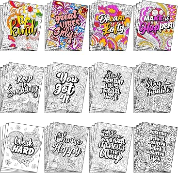 Geyoga 48 Pcs Mandala Coloring Cardstock for Adult Bulk 11 x 8.26 Coloring Sheets Mandala Patterns Drawing Posters Cards for Inspirational Positive Stress Relieving Activity Crafts Wall Decorations