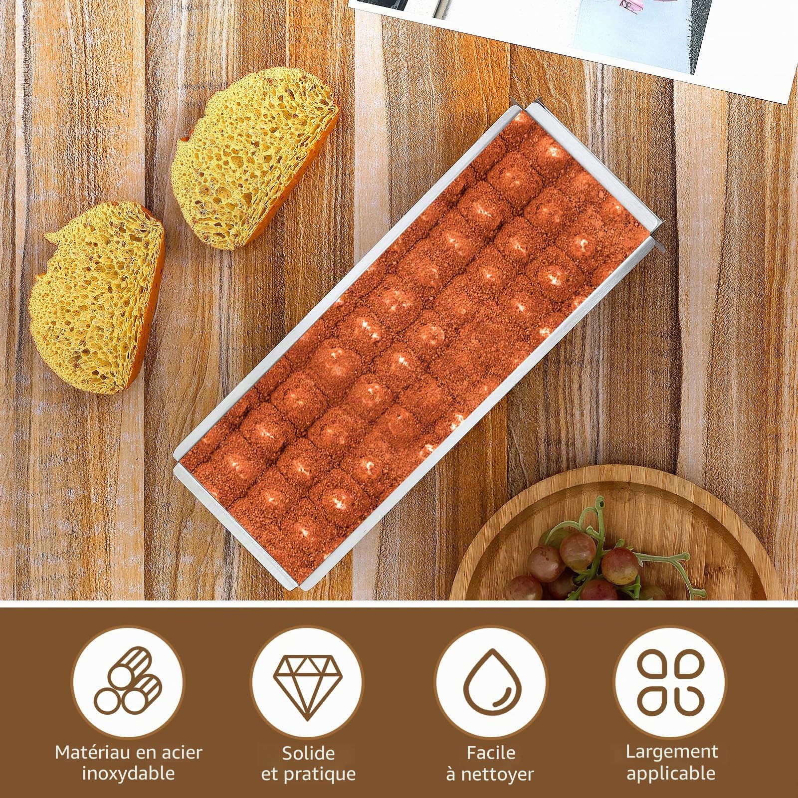 Cadre de cuisson rectangulaire réglable, en acier inoxydable, moule à tiramisu, moule à cheesecake, non toxique, antiadhésif, sans BPA, moules réutilisables pour gâteaux, brownies, cheesecakes