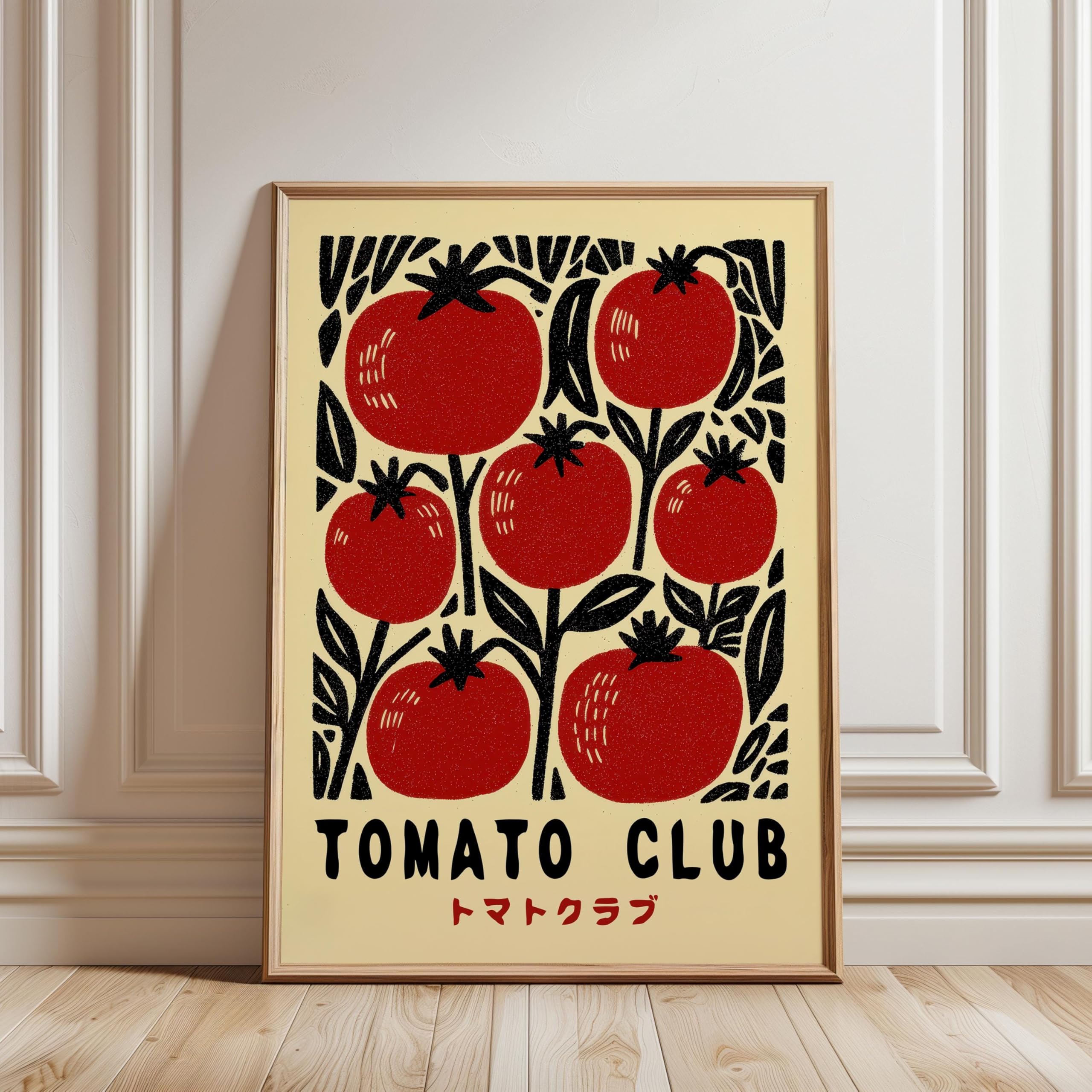 LMYCHENG Tomato Club Art Poster, Botanical Kitchen Wall Art, Japanese Market Print Oil Painting for Living Room, Home Wall Decor(70x110cm/Frameless)