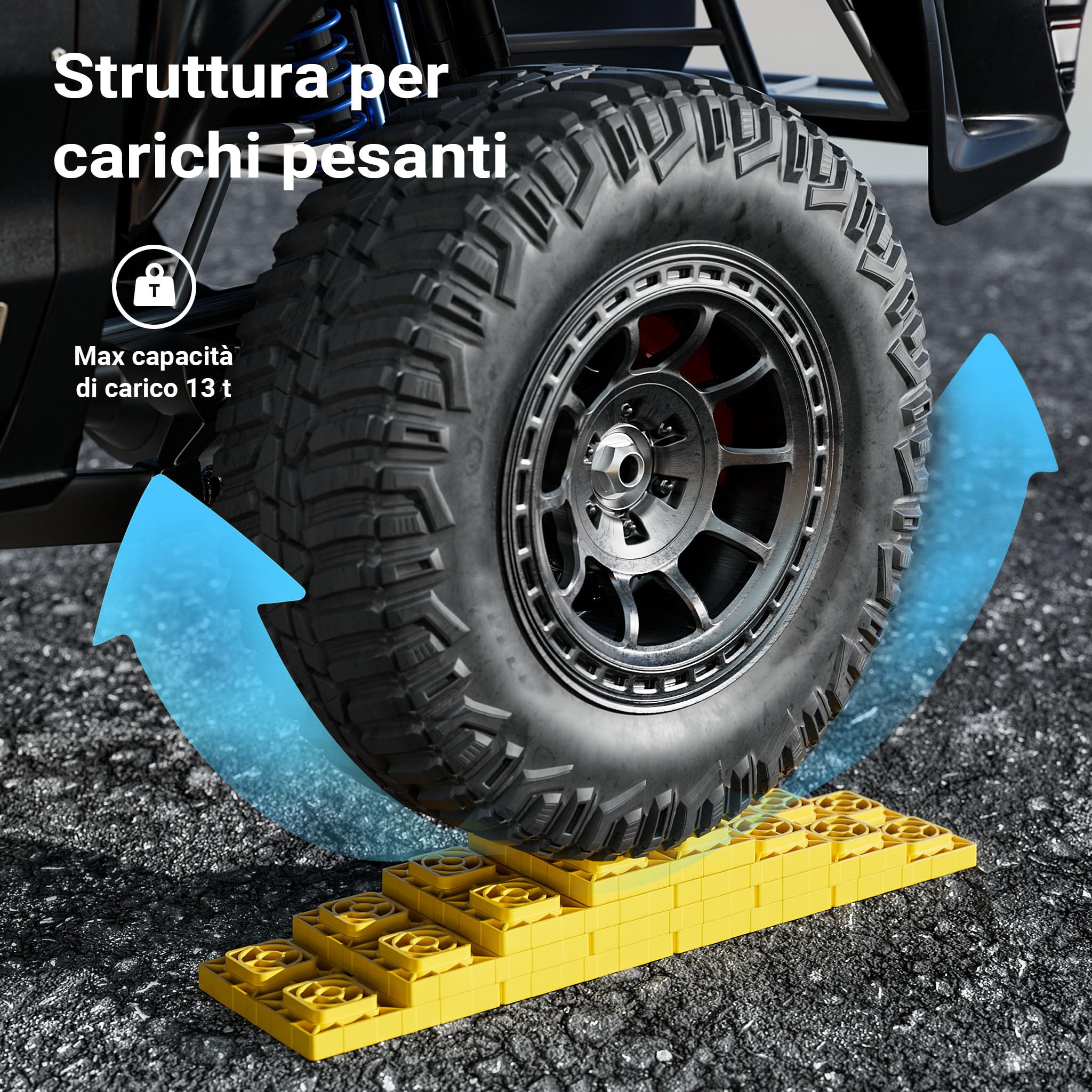 Wiltec Piastre di appoggio, Set 10 pedane di livellamento, Portata 13,5 t, impilabili, Altezza 11,4 cm, per Camper