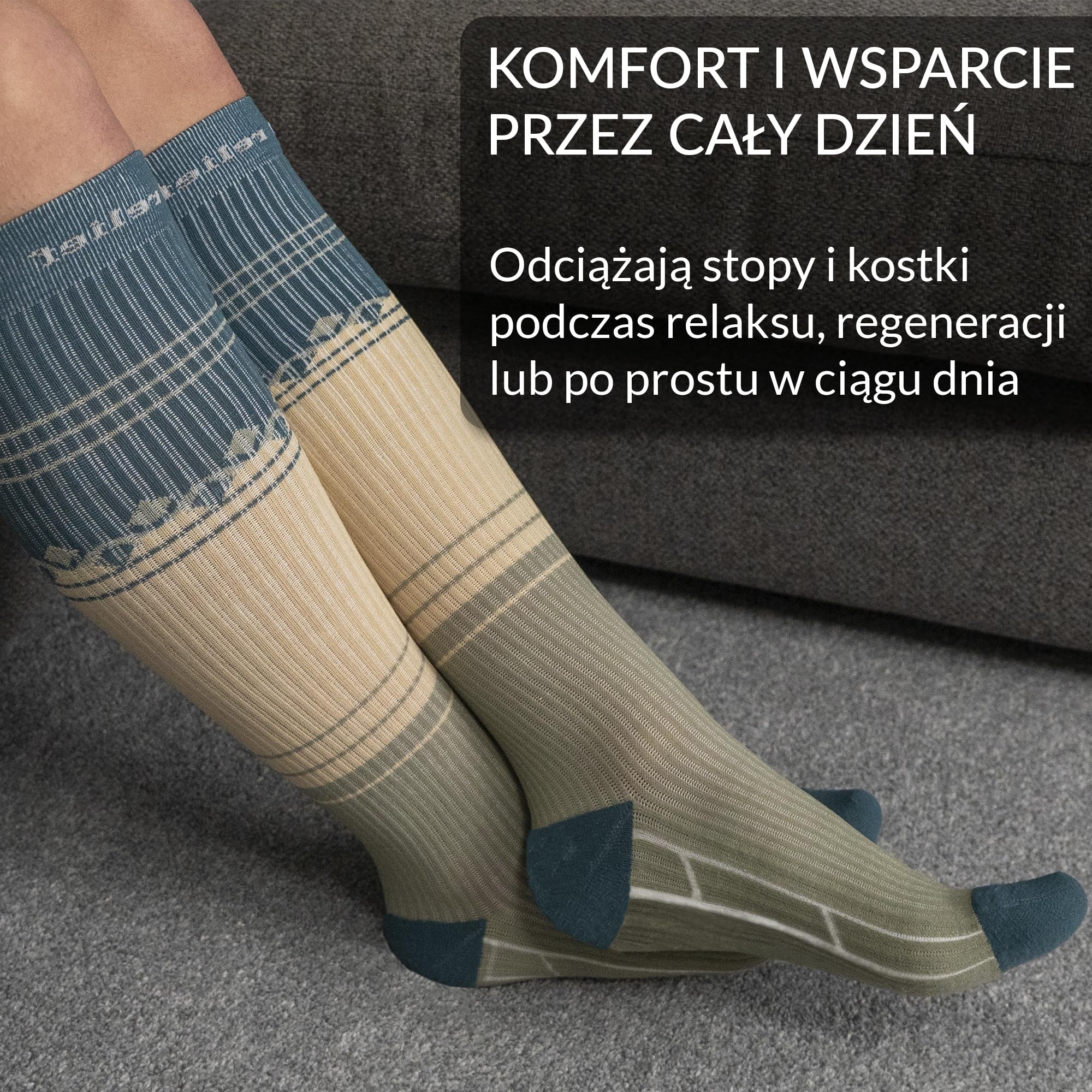 360 RELIEF Sportowe Skarpety Uciskowe Dla Kobiet Mężczyzn Skarpety Lotnicze | 15-20mmhg Klasy 1 Pończochy Uciskowe do Biegania, Gry w Piłkę Nożną i Latania Skarpety Kompresyjne