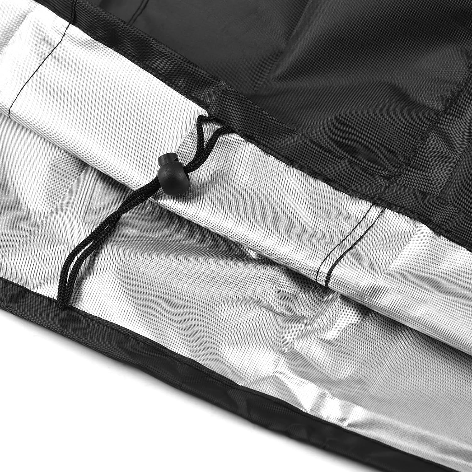 Outdoor Fire Pit Cover Gas Fire Pit Protective Cover with Drawstring Bottom Durable Polyester Fabric Silver Coating for Patio Deck Black (33x30in)