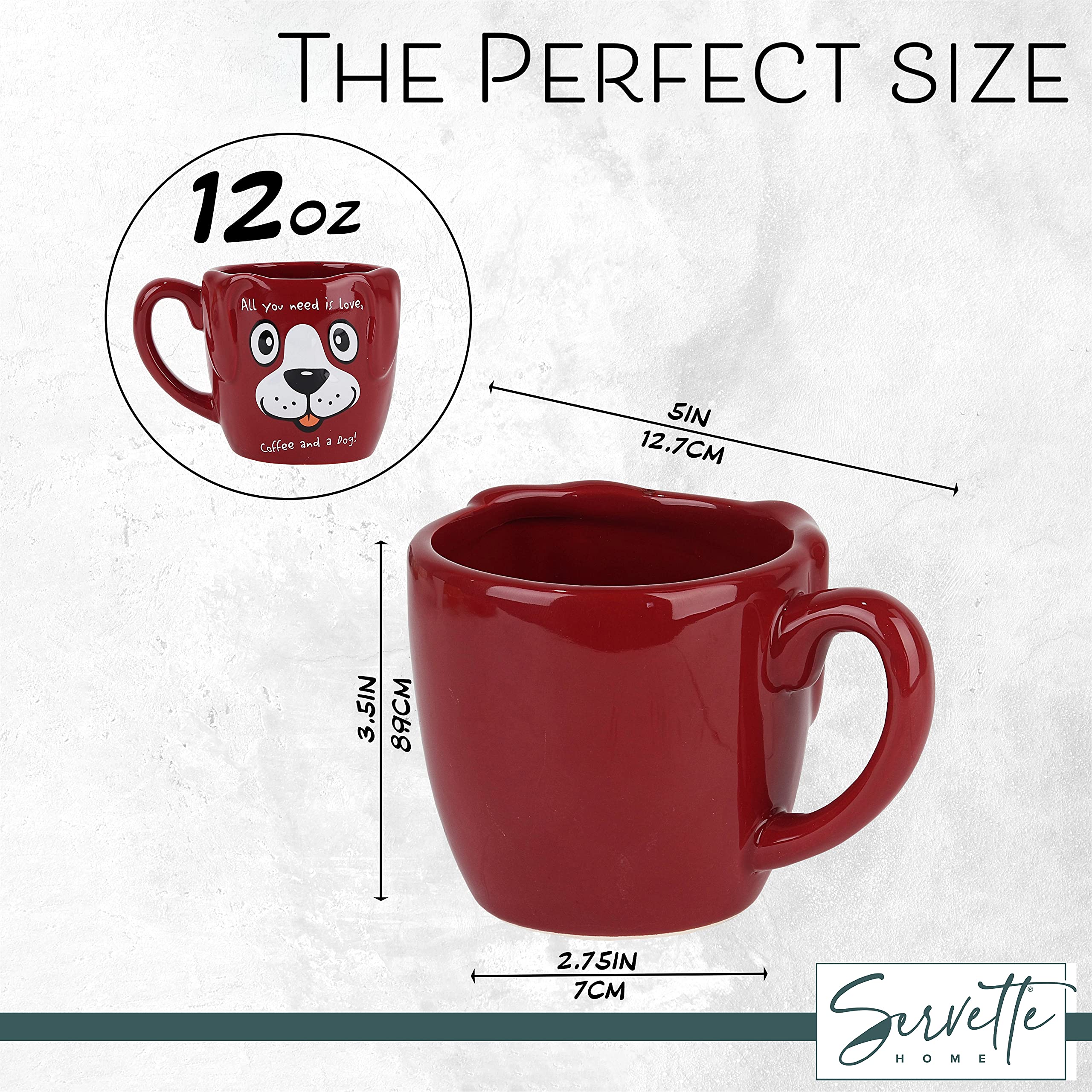 Servette Home Tazza In Ceramica 240 Ml Forma Di Cane, Regalo Per Amanti Animali - 4