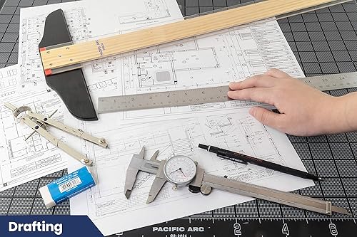 Vista 36 de Pacific Arc Regla de acero inoxidable de 36 pulgadas con tabla de conversión de pulgadas/métrica