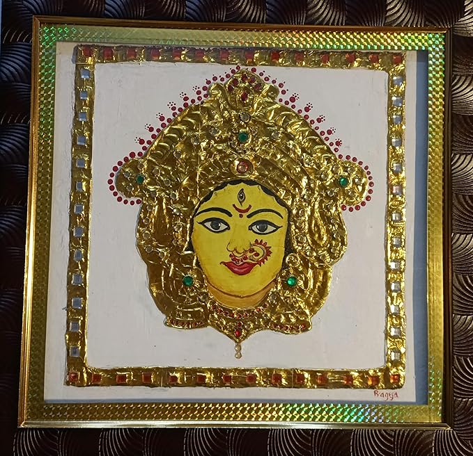 Handmade Tanjore Maa Durga Painting Traditional Indian Art with Gold