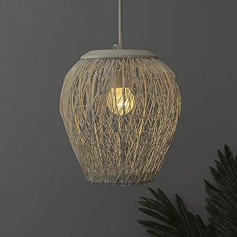 Homesake Hanging Steel Wire Mesh, Pendant Hanging Light, Lamp (White)(Corded Electric)