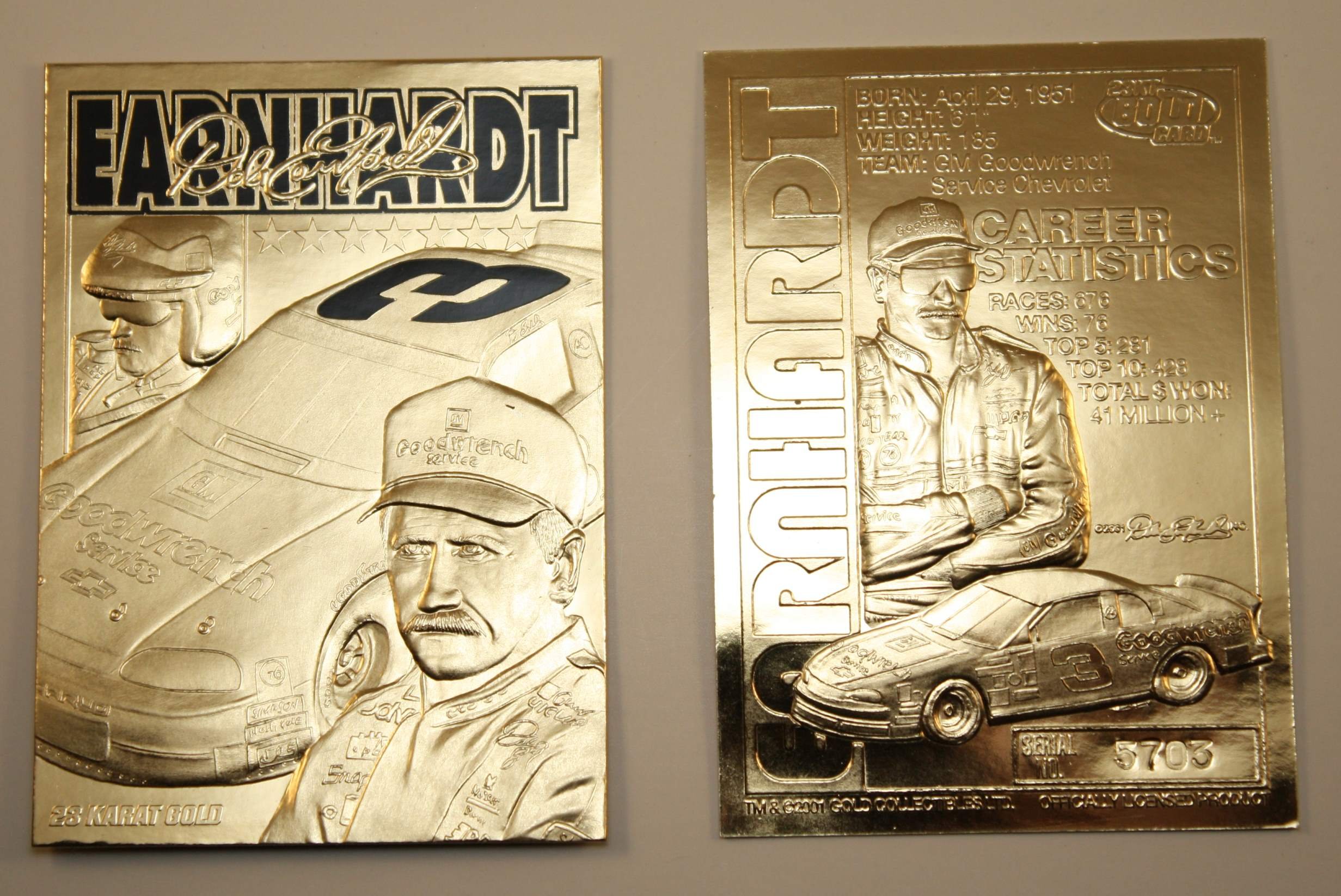 Amazon.com: Dale Earnhardt 2001 23KT Gold Card Sculptured GM