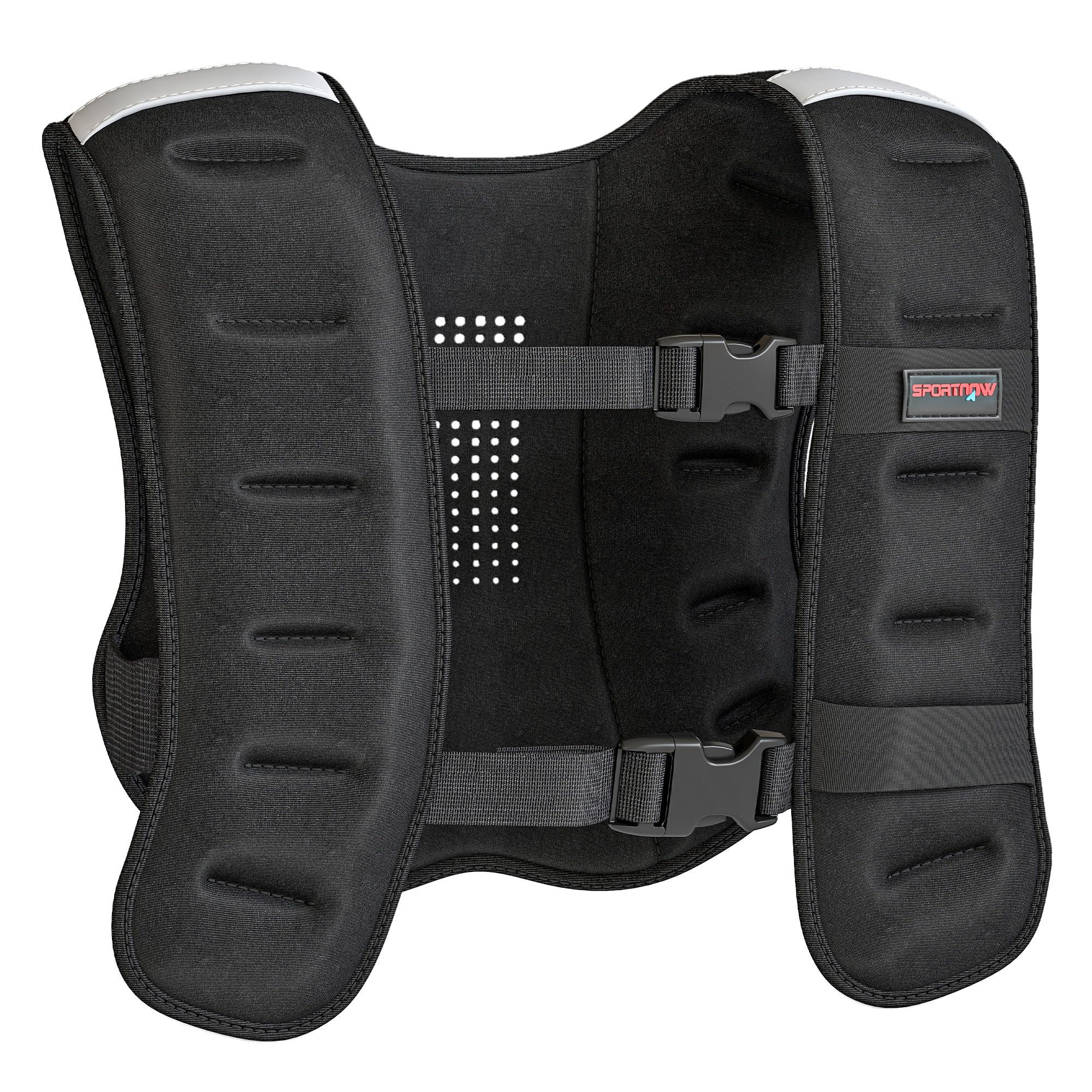 SPORTNOW Giubbotto Zavorrato da 8 kg con Cinghie Regolabili e Strisce Riflettenti, Gilet con Pesi in Neoprene Traspirante e Sabbia Metallica, 43x33 cm, Nero