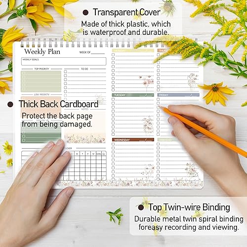 Miniatura 3 de Bloc de notas de planificador semanal, bloc de notas de lista de tareas pendientes de Slapaflife, planificador semanal sin fecha, 52 hojas, 8.5 x 11