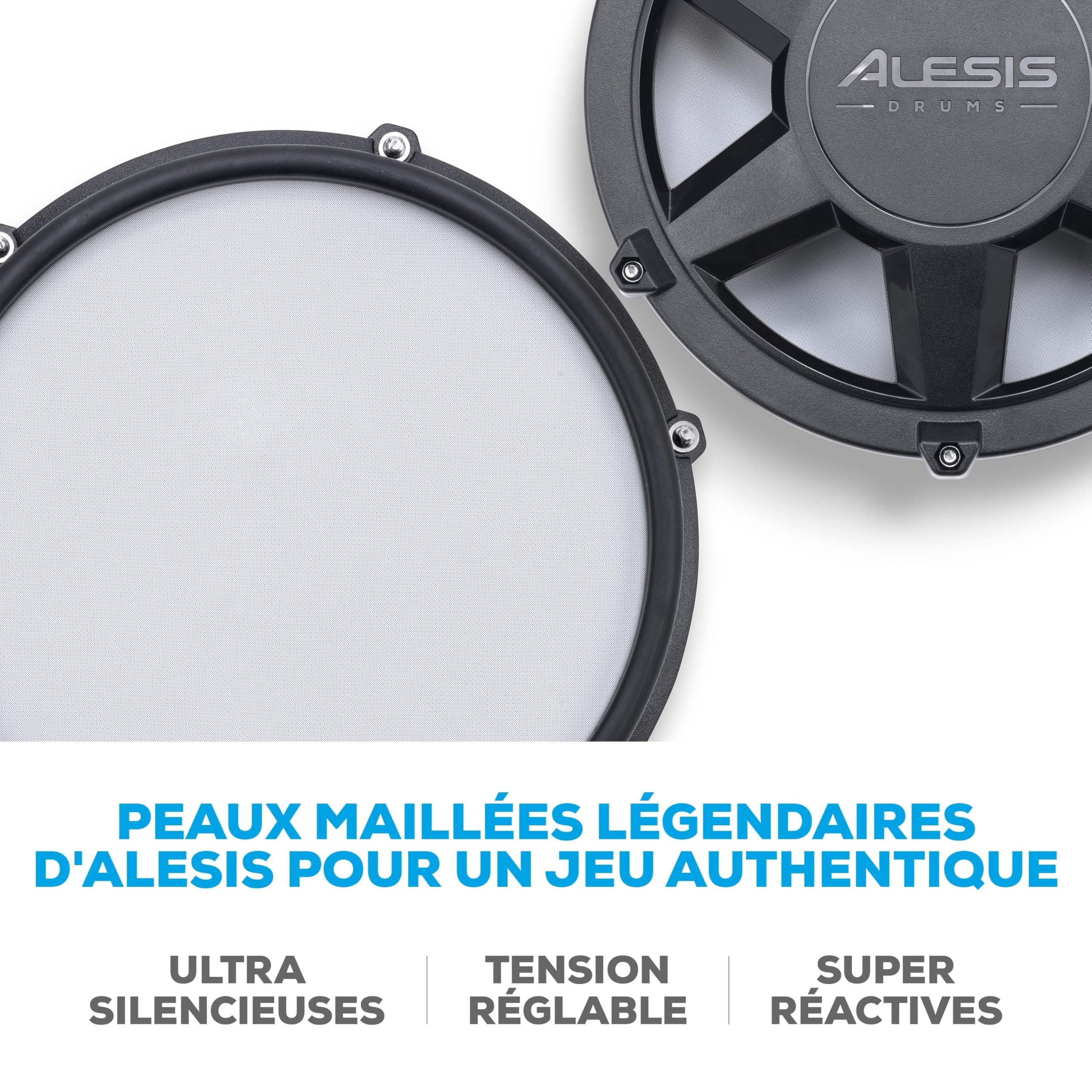 Alesis Nitro Max Kit Batterie Électronique avec Pads en Maille Silencieuse, Caisse Claire 10" Dual Zone, Bluetooth, 440+ Sons Authentiques, Drumeo, USB MIDI, Pédale de Kick