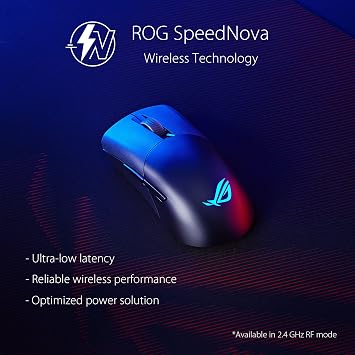 Asus ROG Keris Wireless AimPoint Gaming Mouse, M - Black | 2.4GHz RF, Bluetooth, Wired, 36000 DPI sensor, 5 programmable buttons, ROG SpeedNova, Replaceable switches, Paracord cable