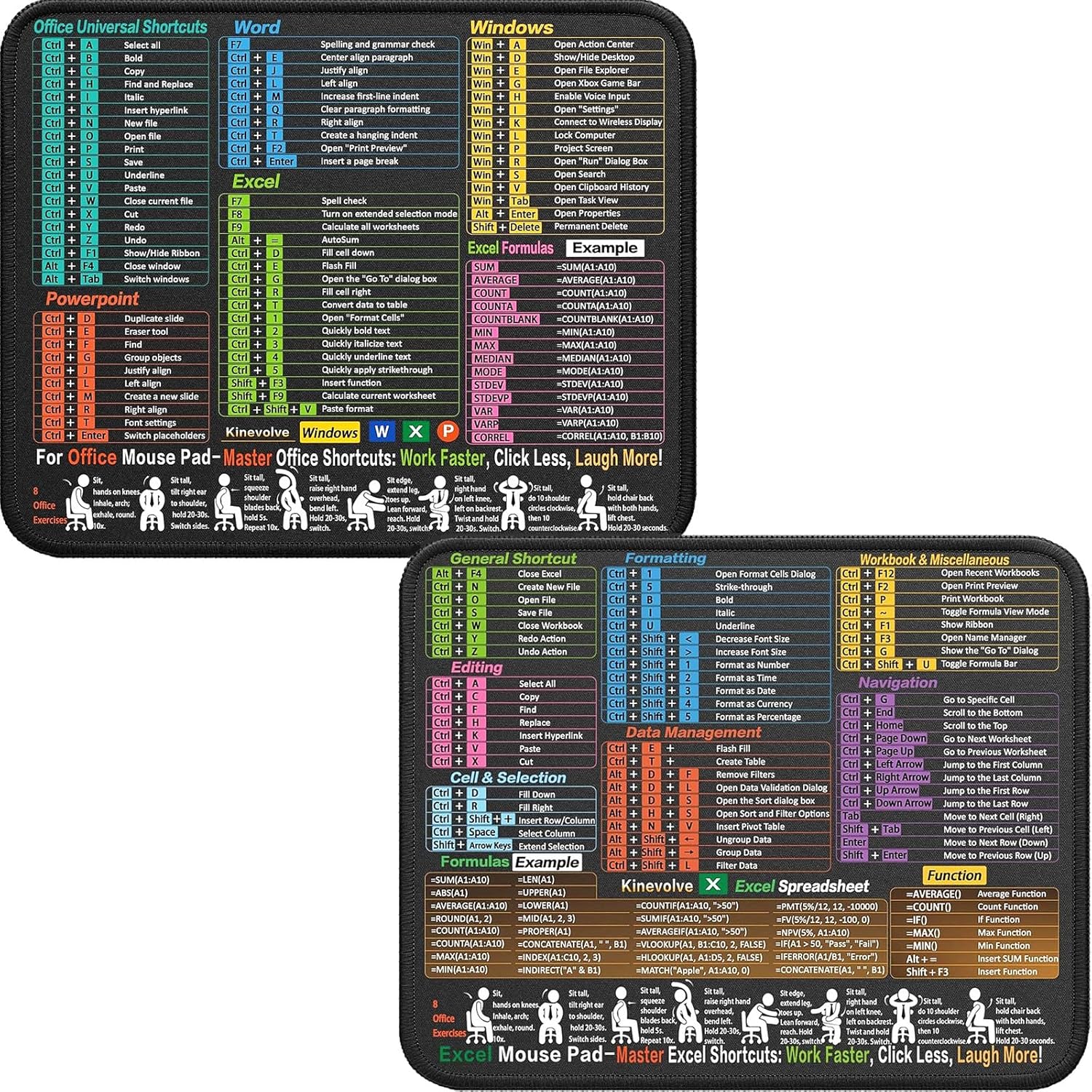 2 Pack Mouse Pads with Word PowerPoint Windows Excel...