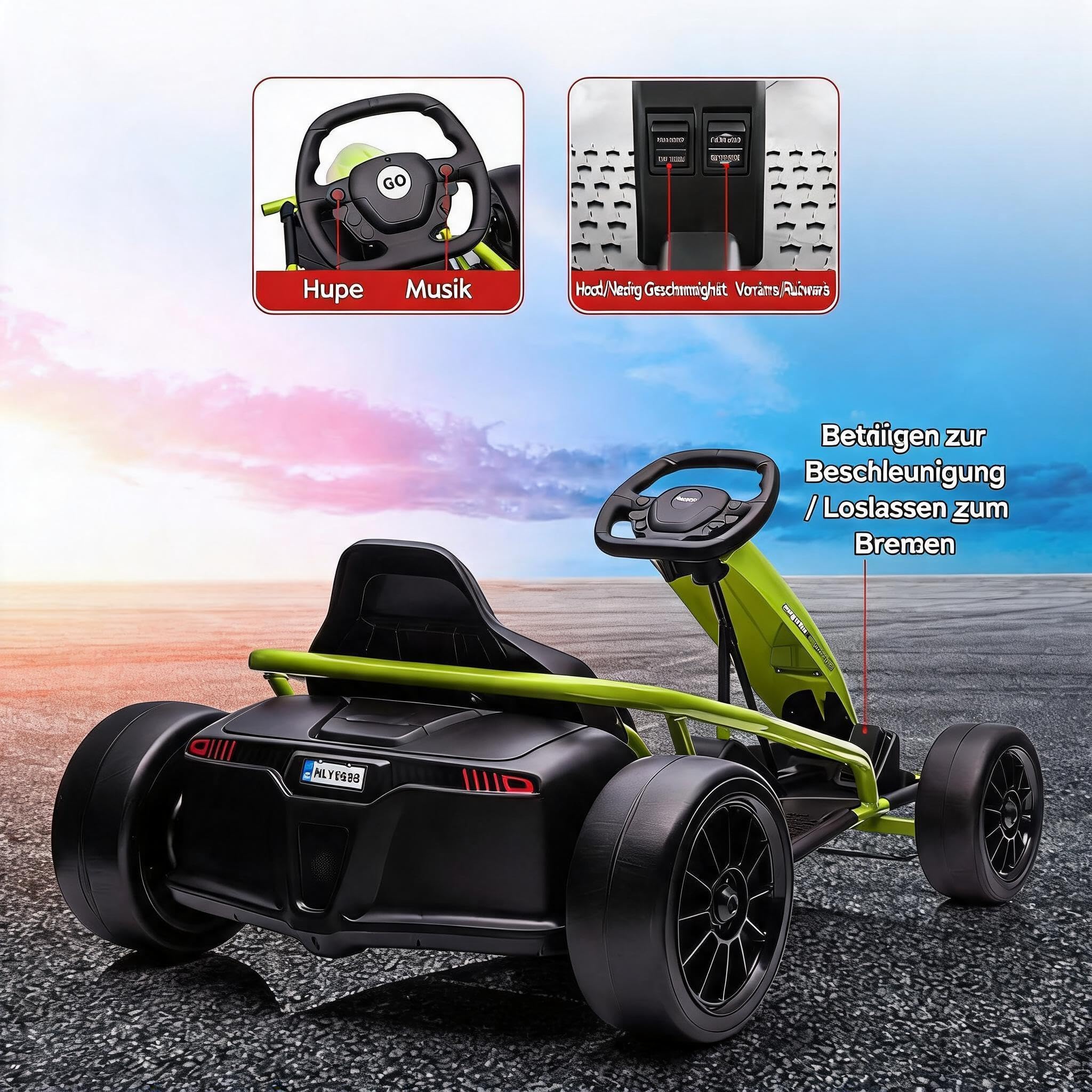 Drift Elektro Go-Kart belastbar bis 70kg für Kinder ab8Jahren