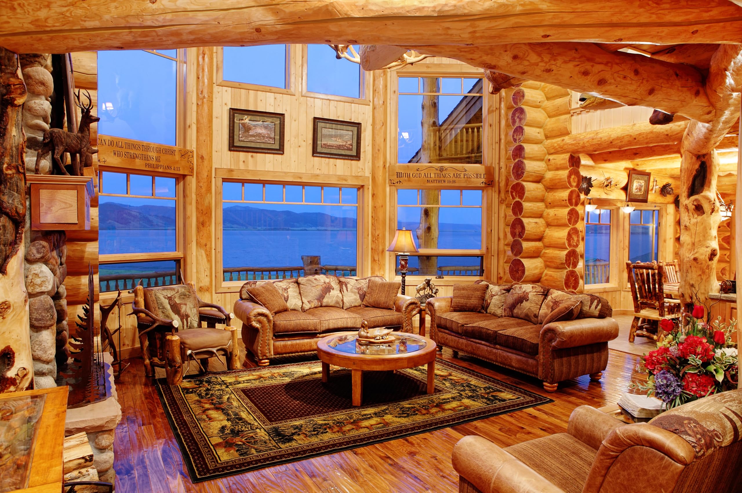 Modern Log Home Family Rooms