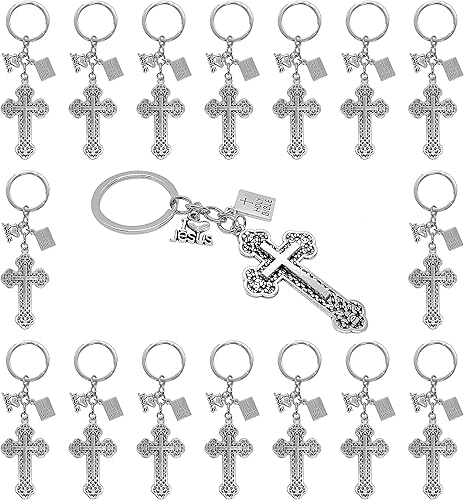 PHAETON 20 llaveros con cruz de Jesús, colgantes de la Biblia de la Santa Biblia, llaveros religiosos para puerta religiosa, llaveros de Jesús,