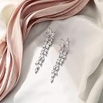 EVER FAITH Marquise-shaped Cubic Boucles d'oreilles de mariage Zirconia pour femmes mariées, lustre de fleur de cristal mariage Dangle Drop Eardrop pour bal