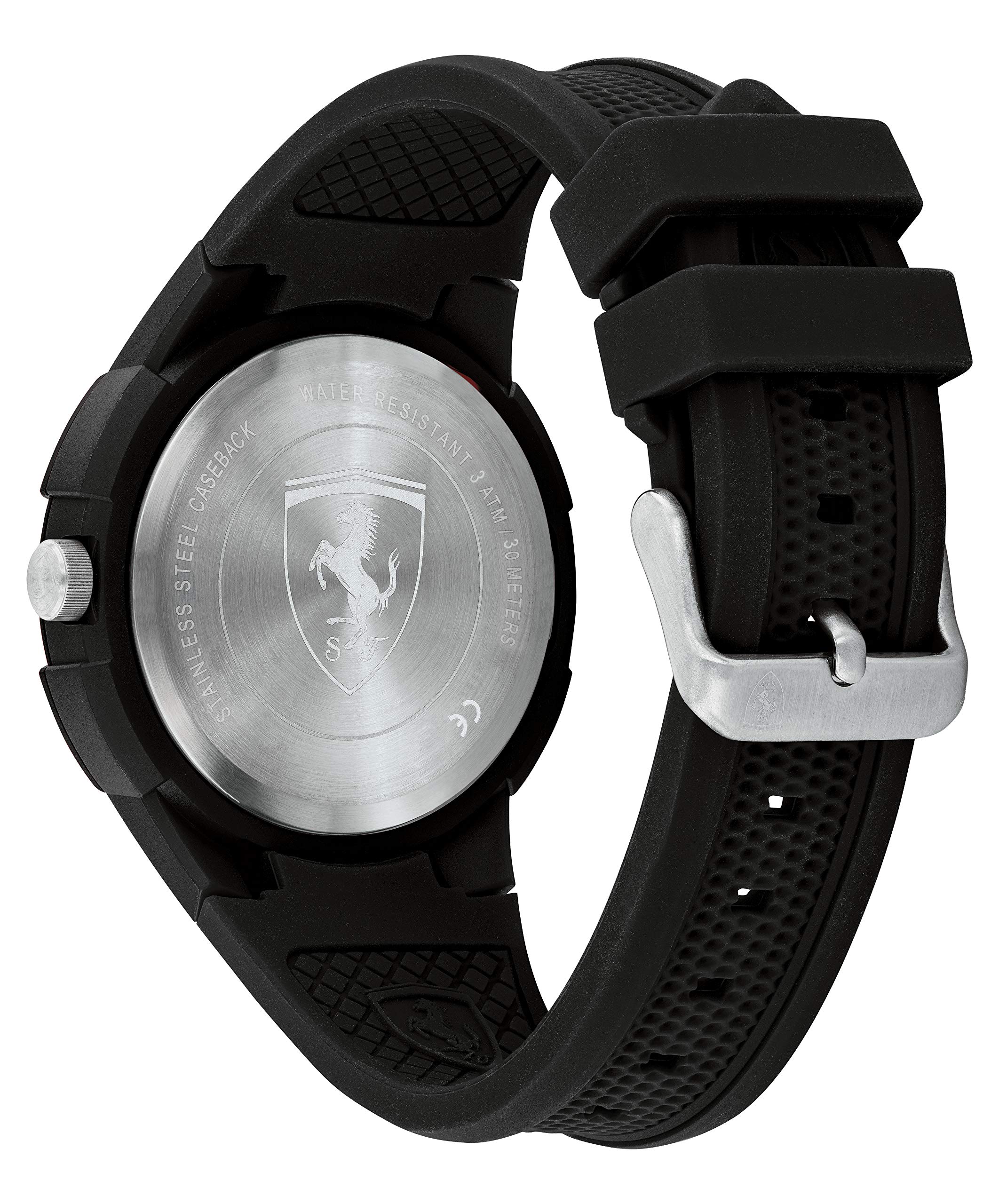 Ferrari Men's Apex Quartz Watch with Silicone Strap, Black, 18 (Model:  0830747)
