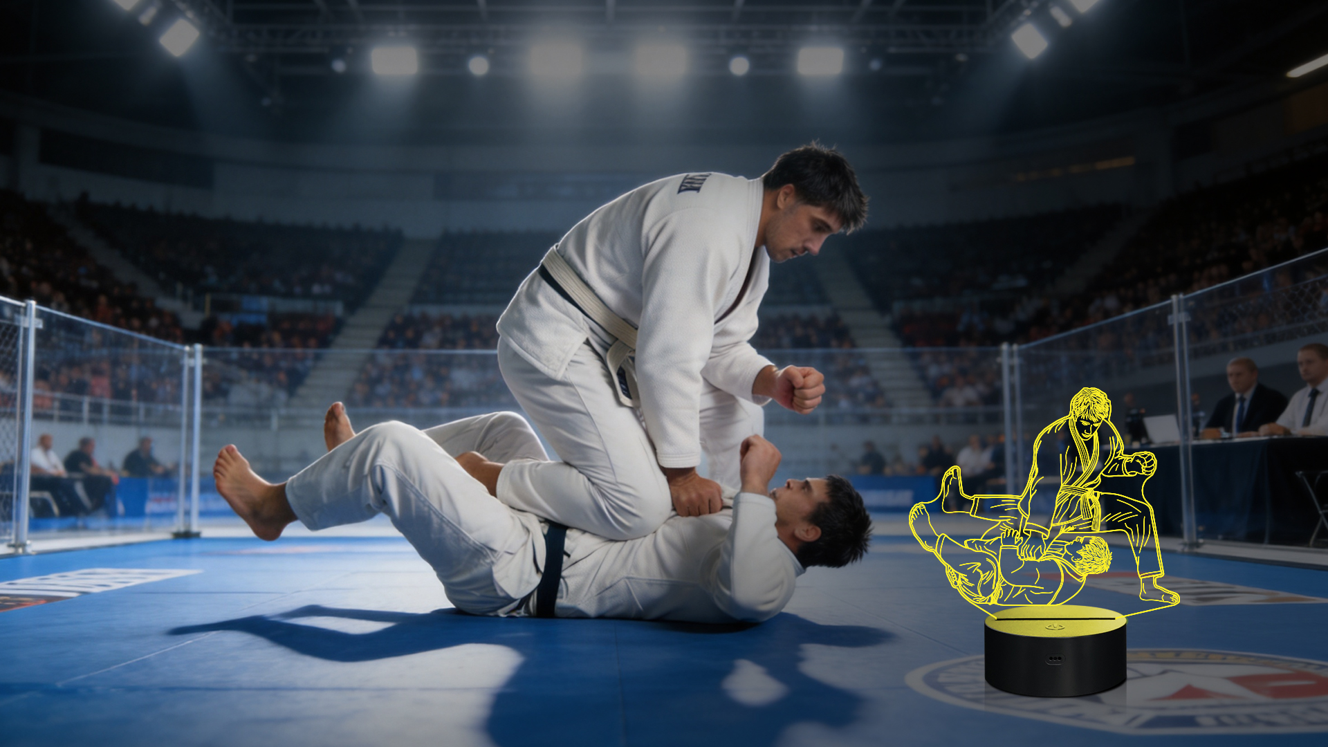 Image of OkiyiD Jiu Jitsu Gifts for Men Boys, Jiu-Jitsu 3D Night Light Illusion Lamp with 16 Colors Remote Controller, Jiu Jitsu Martial Arts Dojo Room Decor for Men Boys and Practitoners