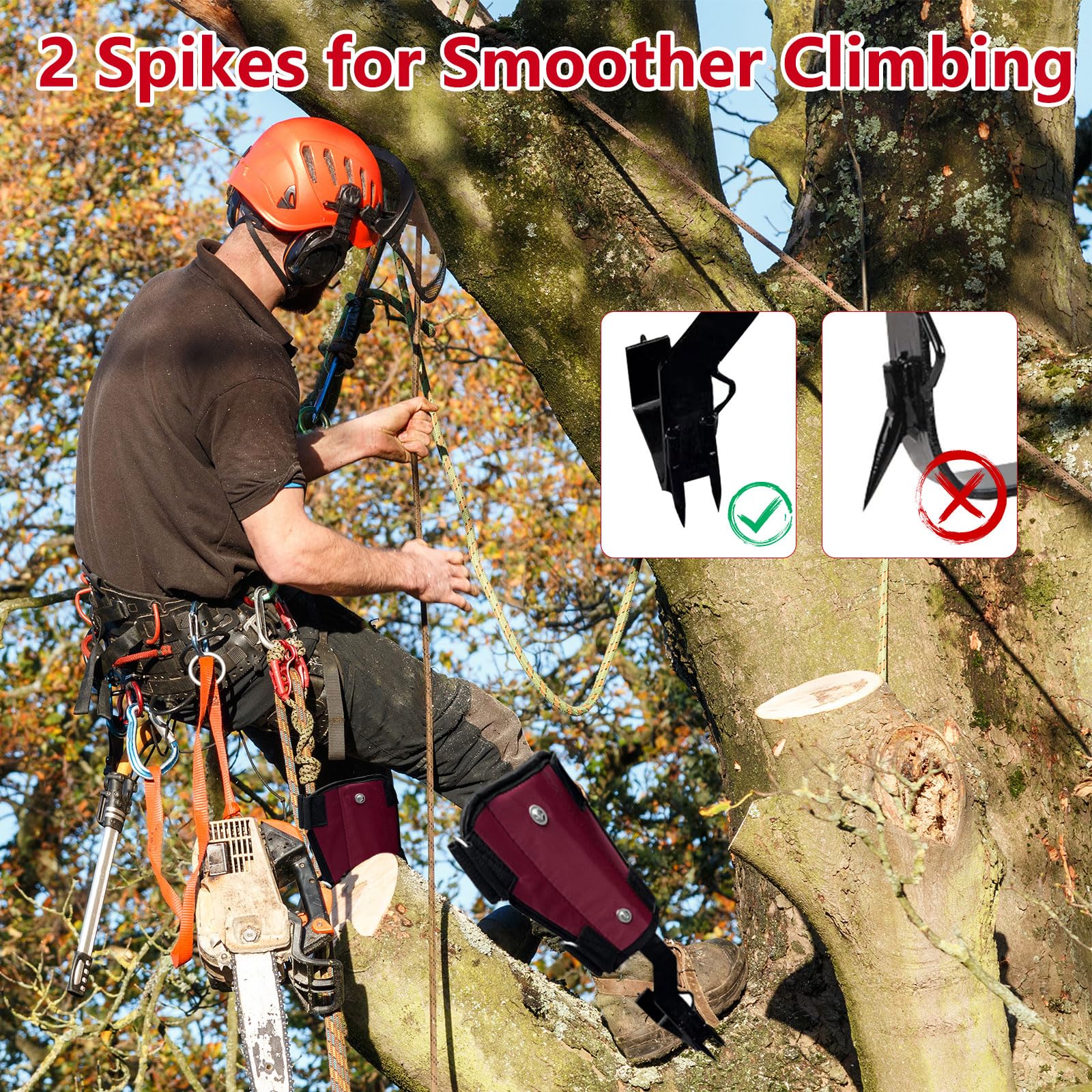 Picos de escalada de árboles, equipo de escalada de árboles con 2 garras, picos ajustables para trepar árboles con bandas, correa de tobillo, guantes, equipo portátil de escalada de árboles