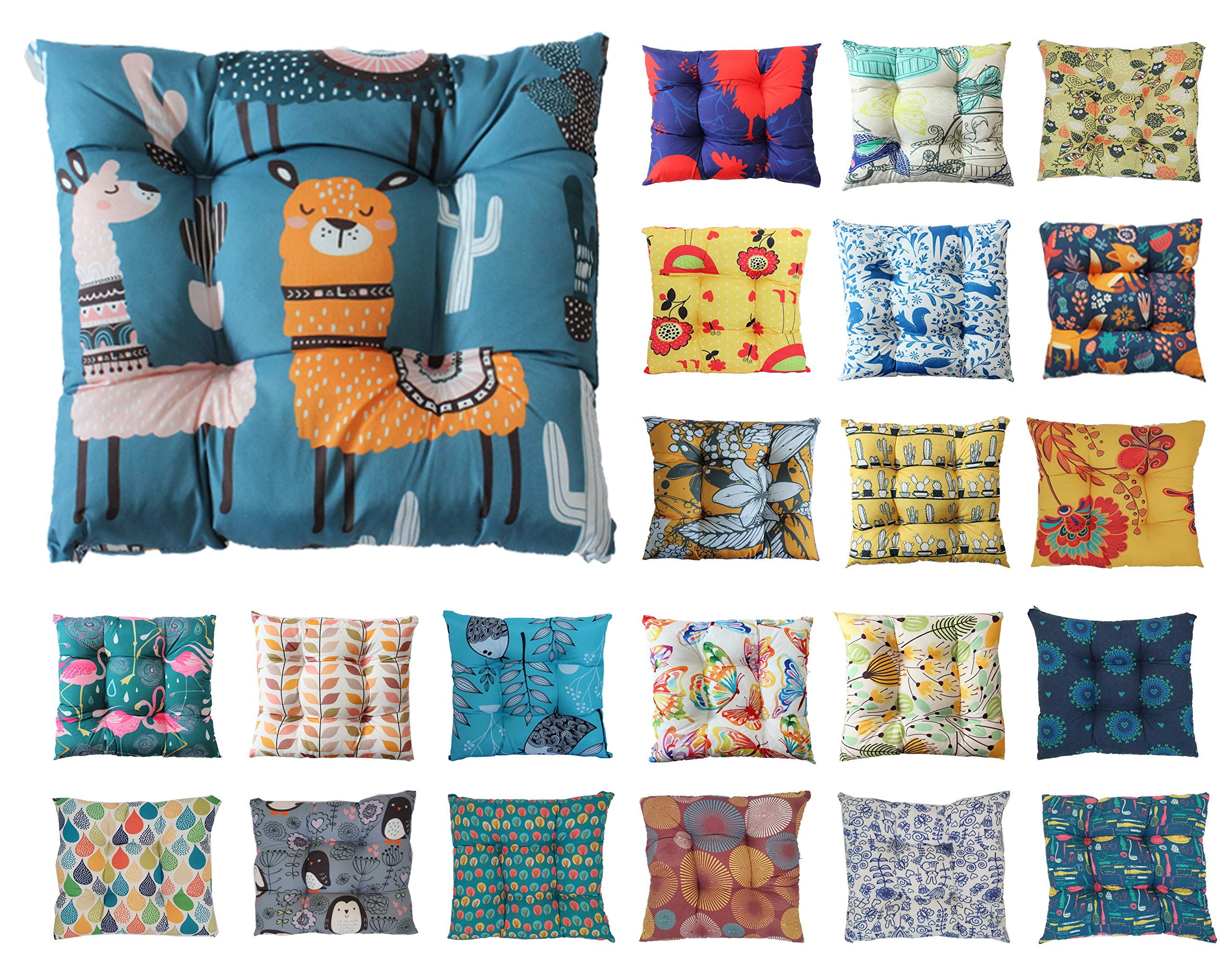 Tropik Home Colourful Seat Pads, Garden Kitchen Chair Cushion Tie On Many Colours (LLamas) — image 1