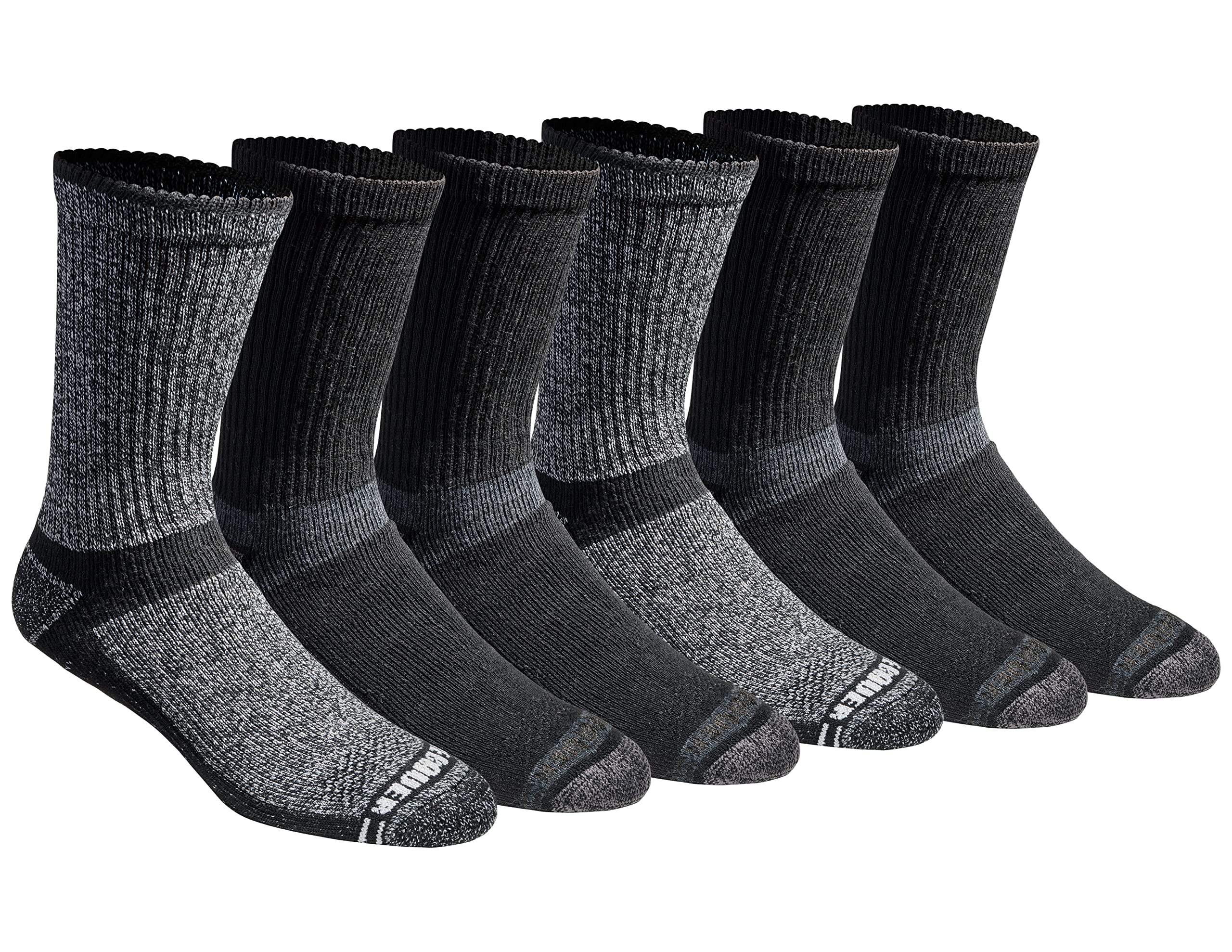 Eddie Bauer Men's Socks Dura Dri Moisture Control Crew Socks Multipack, Black Assorted (6 Pairs), Large