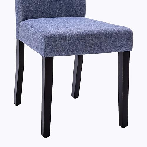 Miniatura 6 de AC Pacific Kate - Juego de 2 sillas de comedor tapizadas con tela de poliéster, diseño moderno Parsons con cojines de respaldo y patas de madera,