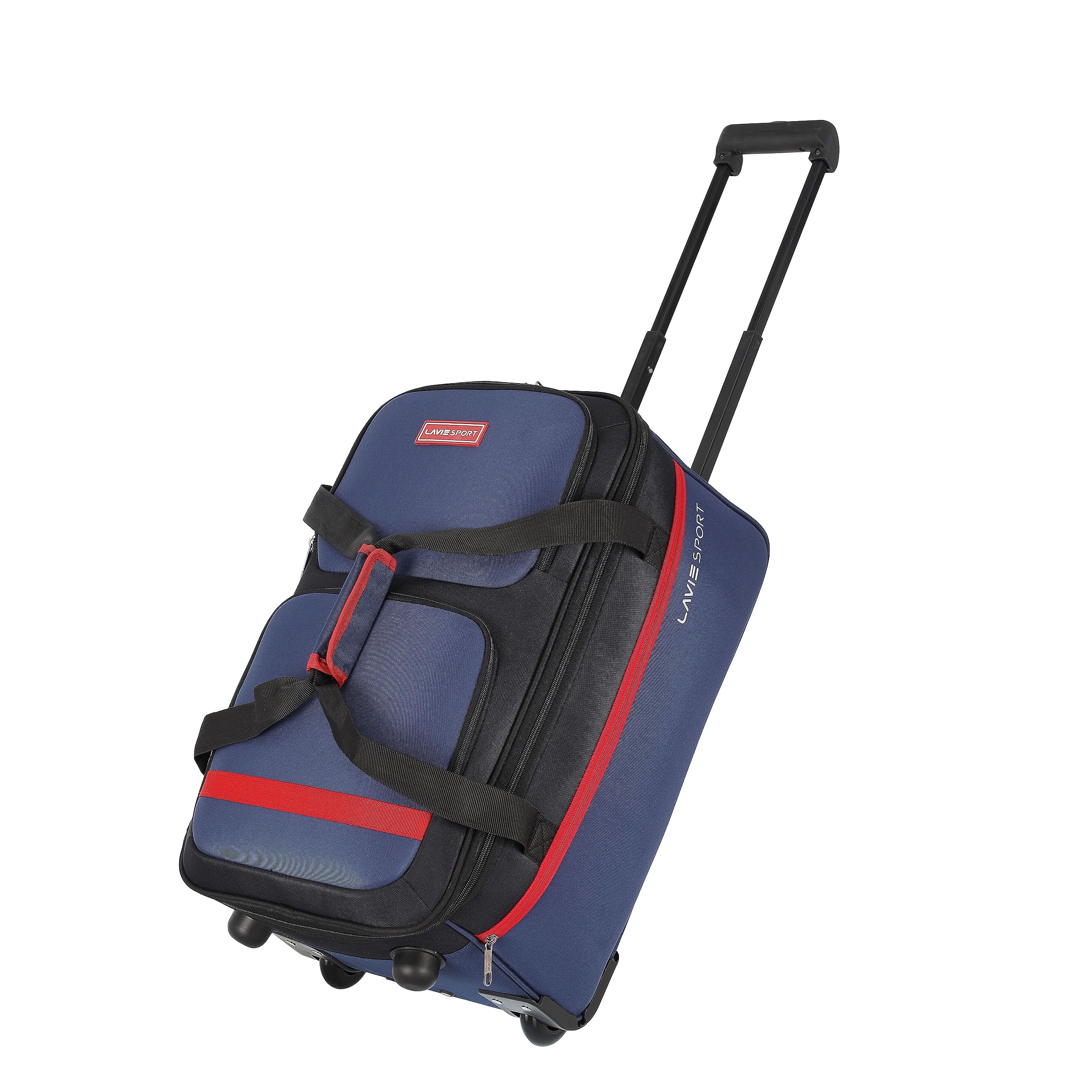 Polyester Medium Size 53 Cms Extreme Wheel Duffle Push Button Trolley Bag | Spacious Duffle Bag (Navy),Blue-image-31