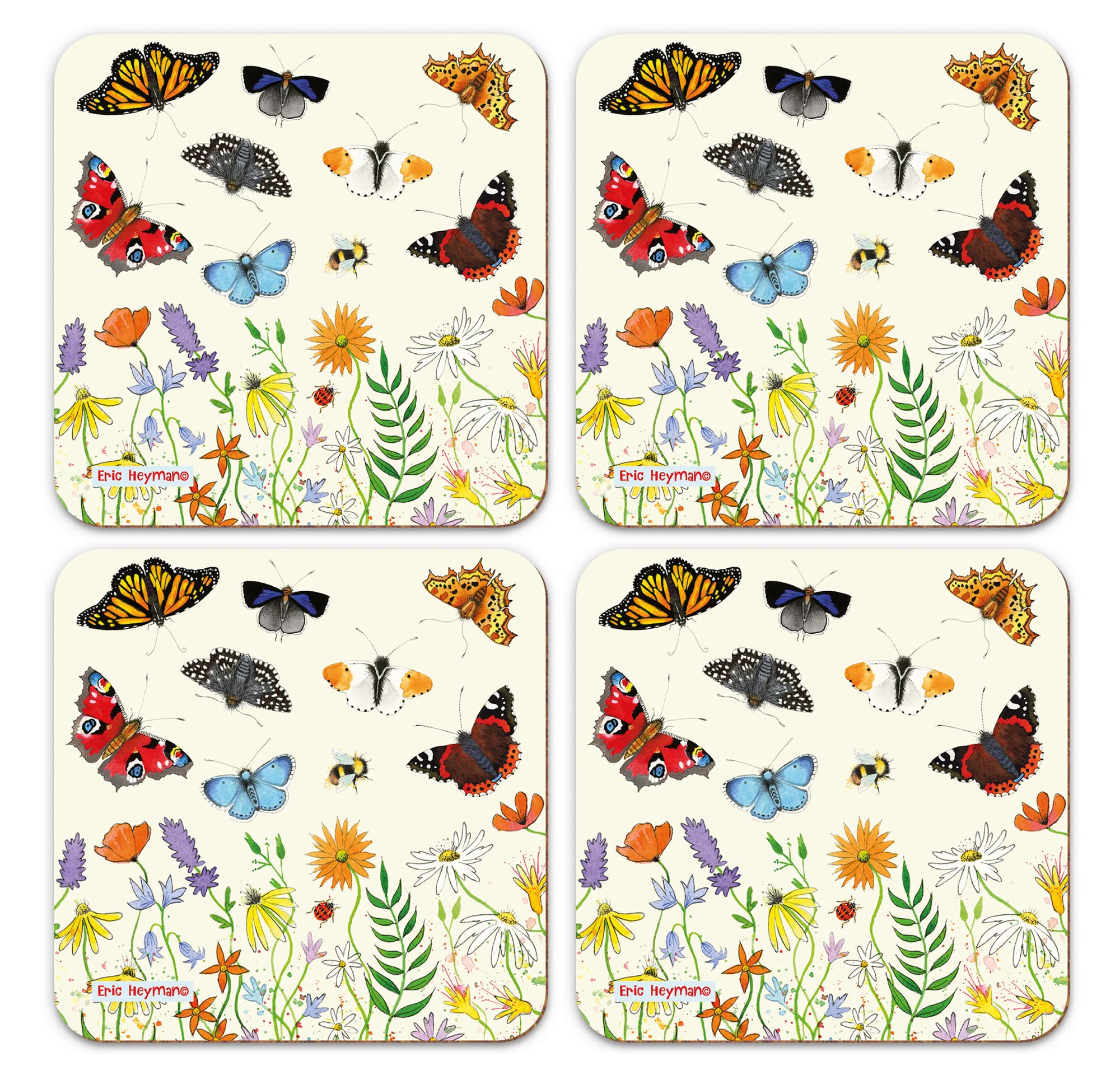 Sottobicchieri London Emma Ball – Set Di 4 In Cartoncino E Sughero Con Motivi Inglesi, 11x9 Cm