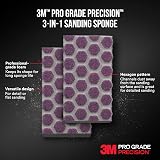 3M Pro Grade Precision 3-in-1 Sanding Sponge, 120 Grit Medium, 2 Sponges, Washable & Reusable, for Wood, Metal, Drywall, and Surface Prep – Flexible Foam, Contoured, Angled, Flat – view 4