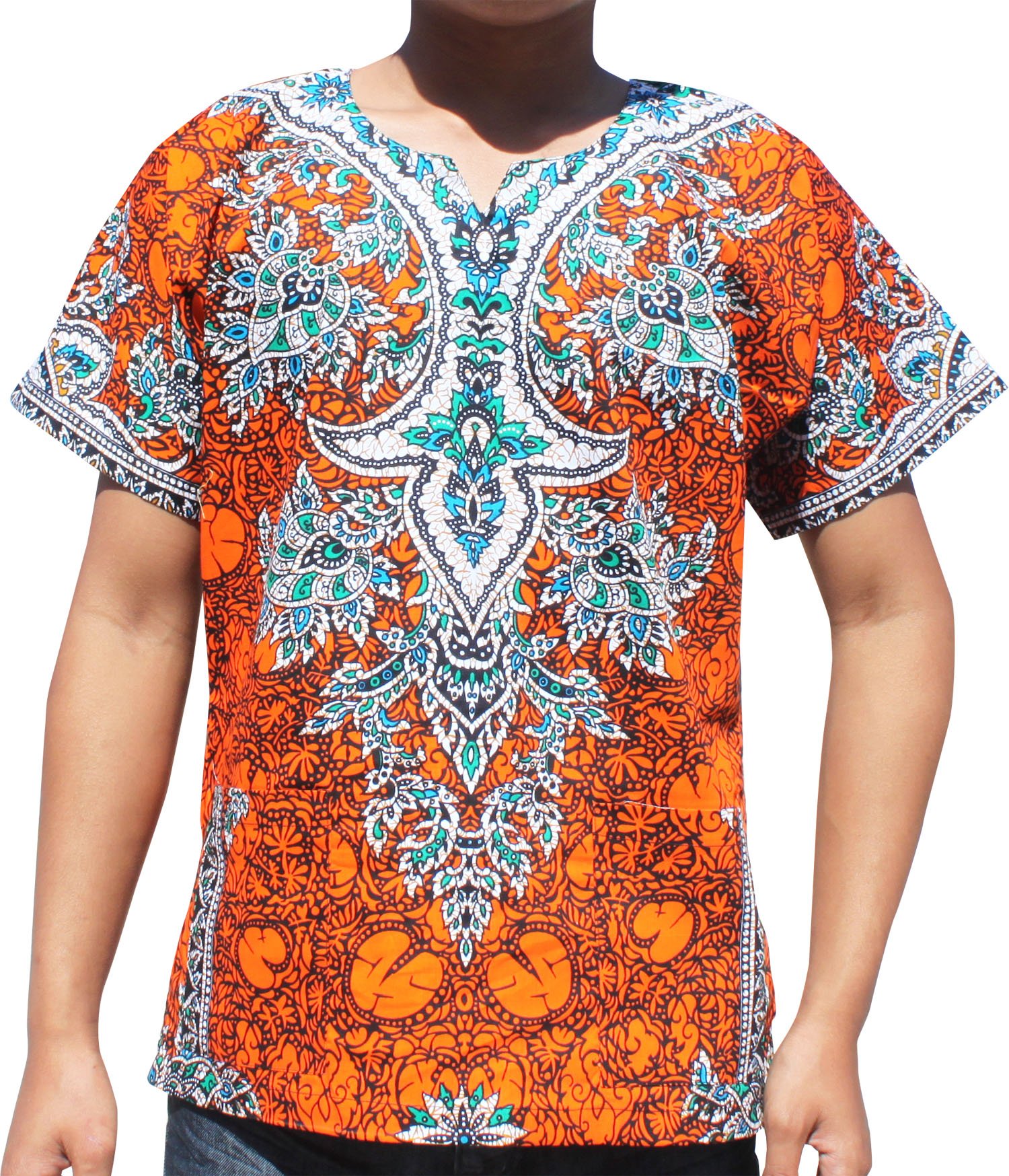 RaanPahMuangBright Coloured African Dashiki Cotton Shirt Very Big Plus Sizes, XXXXXXX-Large