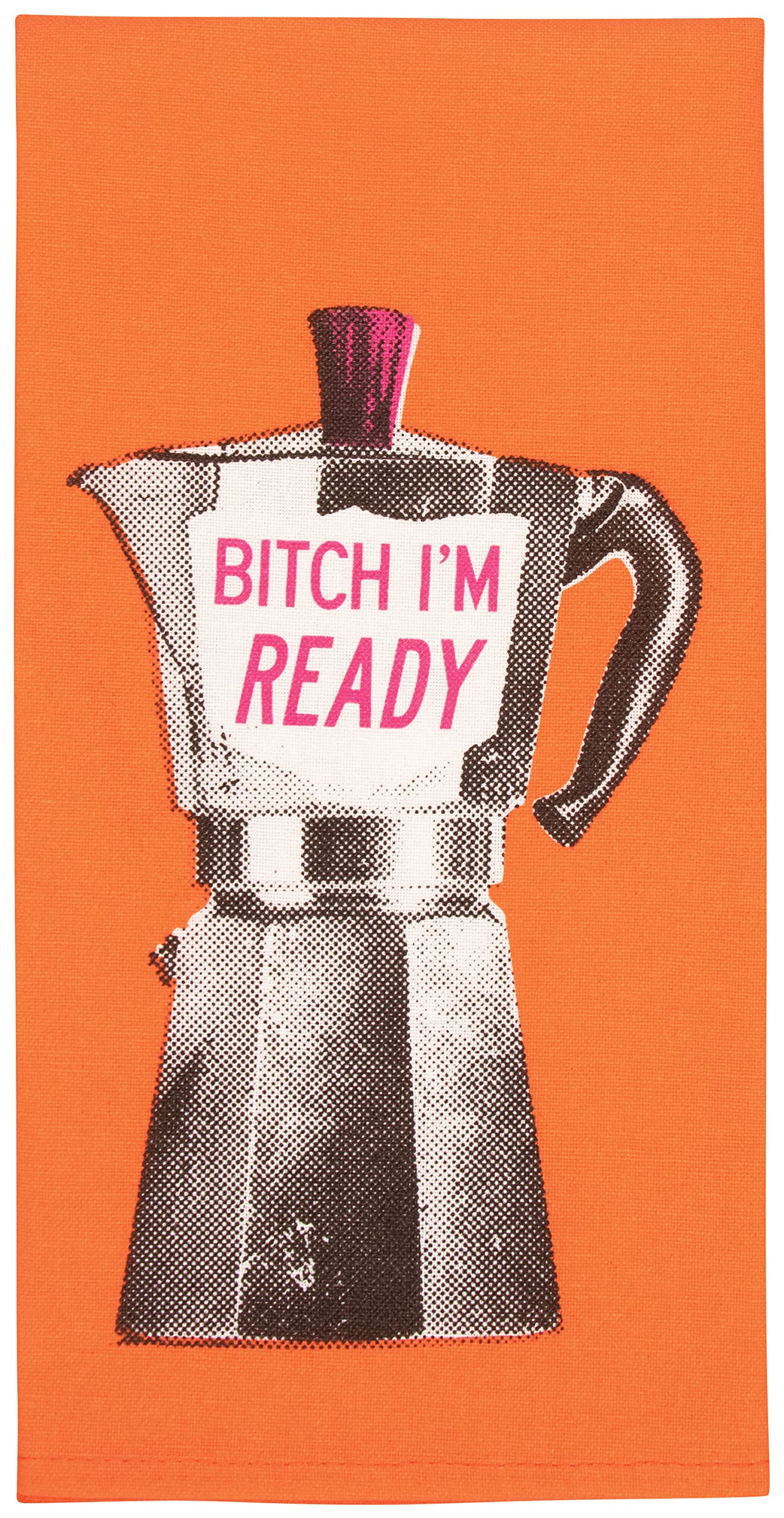 Blue Q Funny Dish Towel, I'm Ready. 100% Cotton, Screen-Printed in Rich Vibrant Colors, 28" x 21"