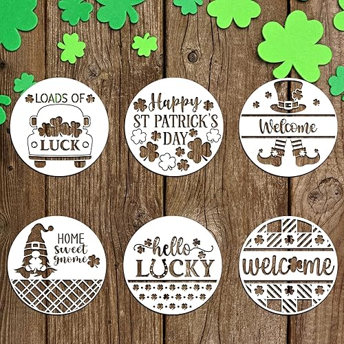 Miniatura 8 de 9 plantillas navideñas para pintar sobre madera de 12 pulgadas, redondas, grandes, reutilizables, plantillas de Feliz Navidad para letreros de